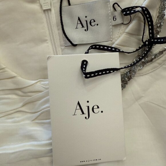 Aje Jolie Asymmetric Cutout Linen-blend Dress Size S/XS NEW - Picture 13 of 13